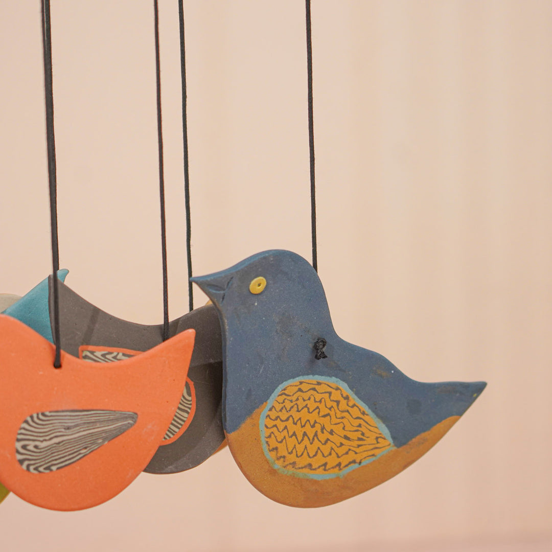Handmade Nerikomi Ceramic Multicolour Bird Windchime