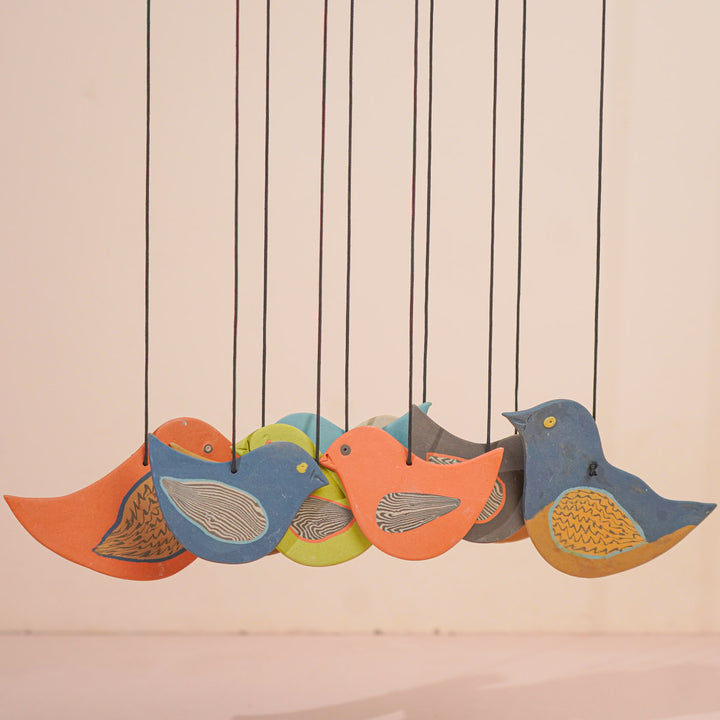 Handmade Nerikomi Ceramic Multicolour Bird Windchime