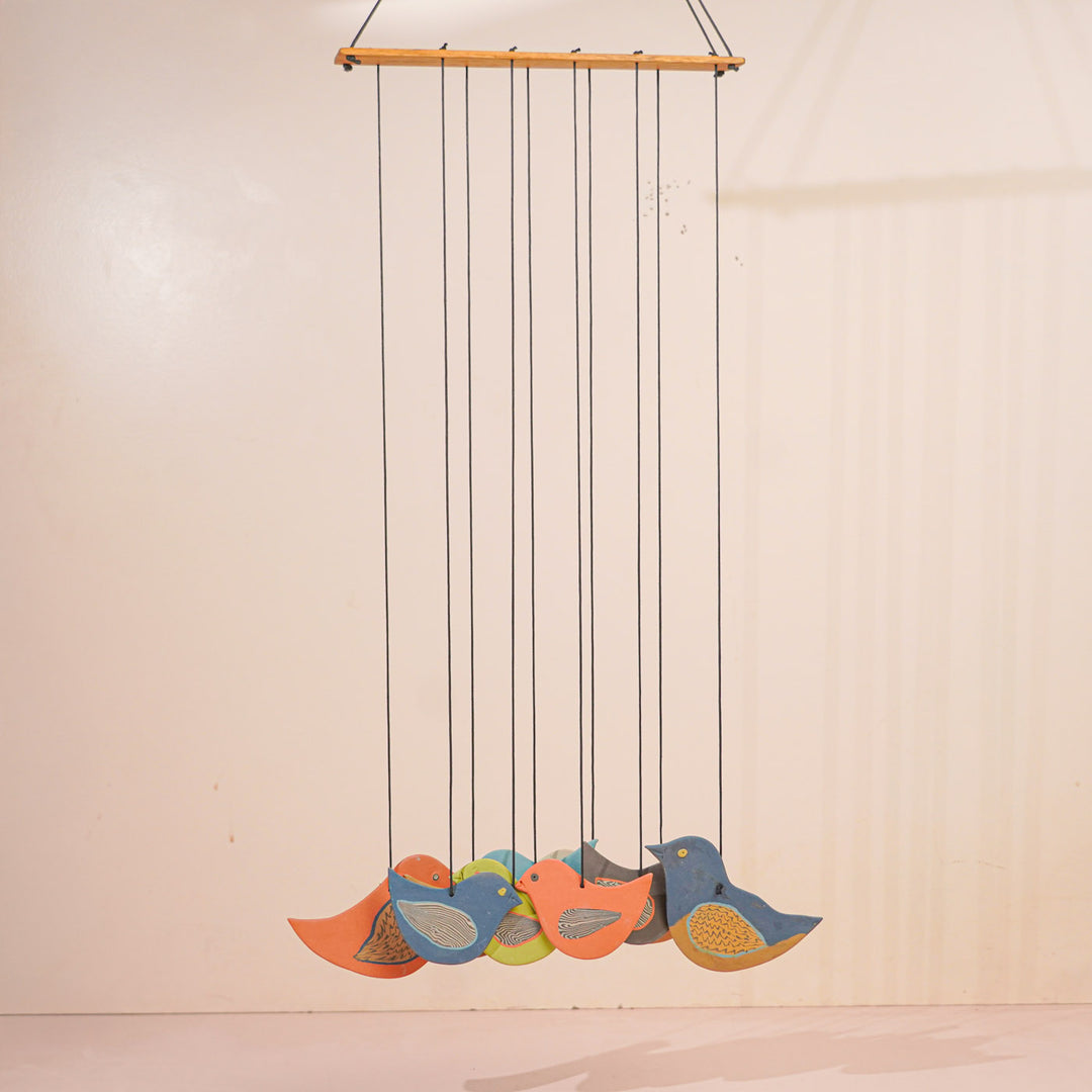 Handmade Nerikomi Ceramic Multicolour Bird Windchime