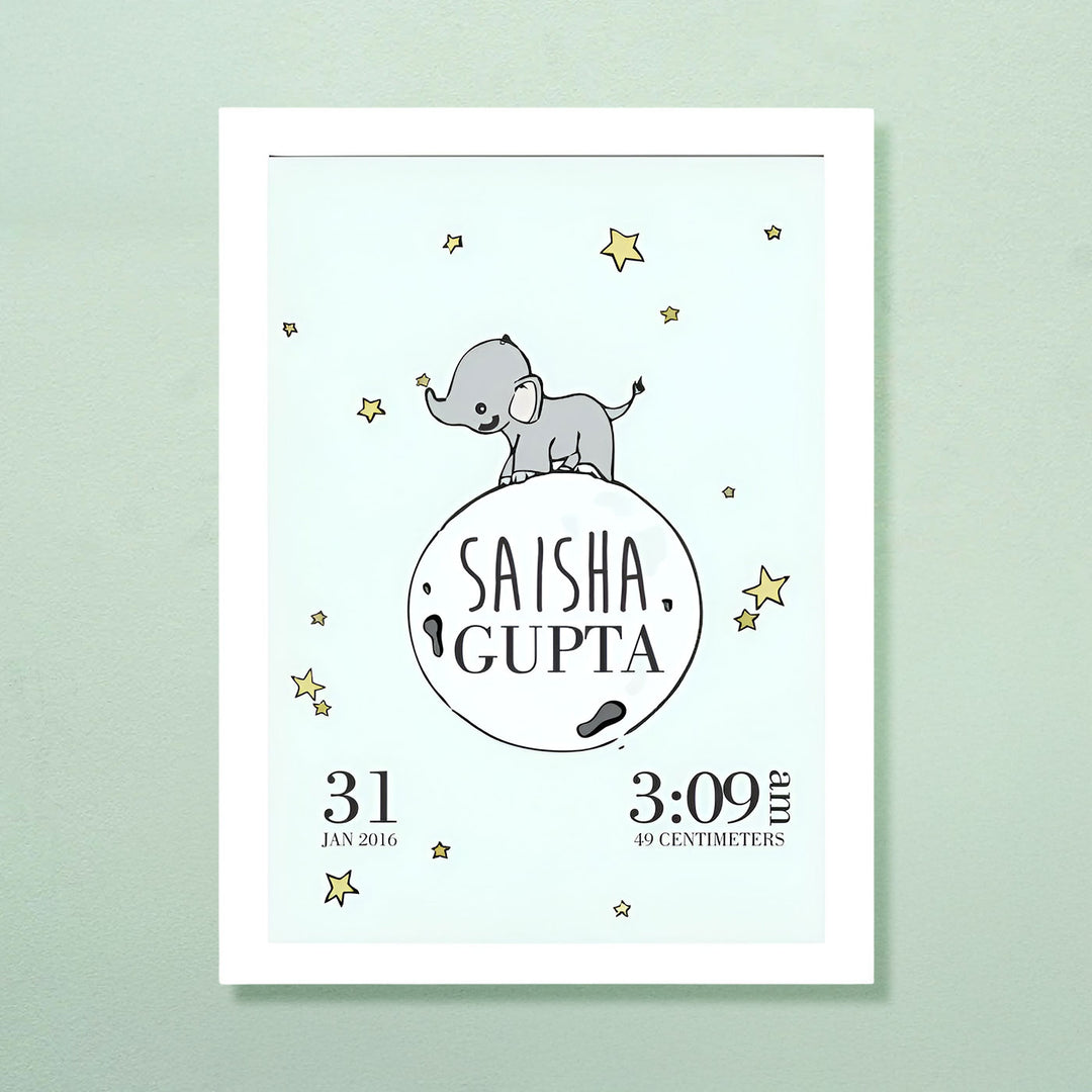 Personalized Little Ellie Wooden Shadow Box Frame With Birth Details