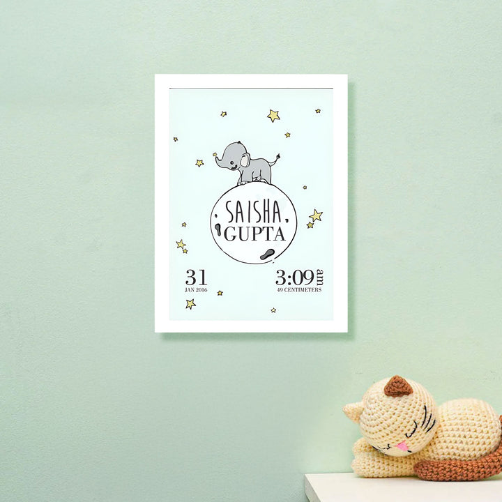 Personalized Little Ellie Wooden Shadow Box Frame With Birth Details