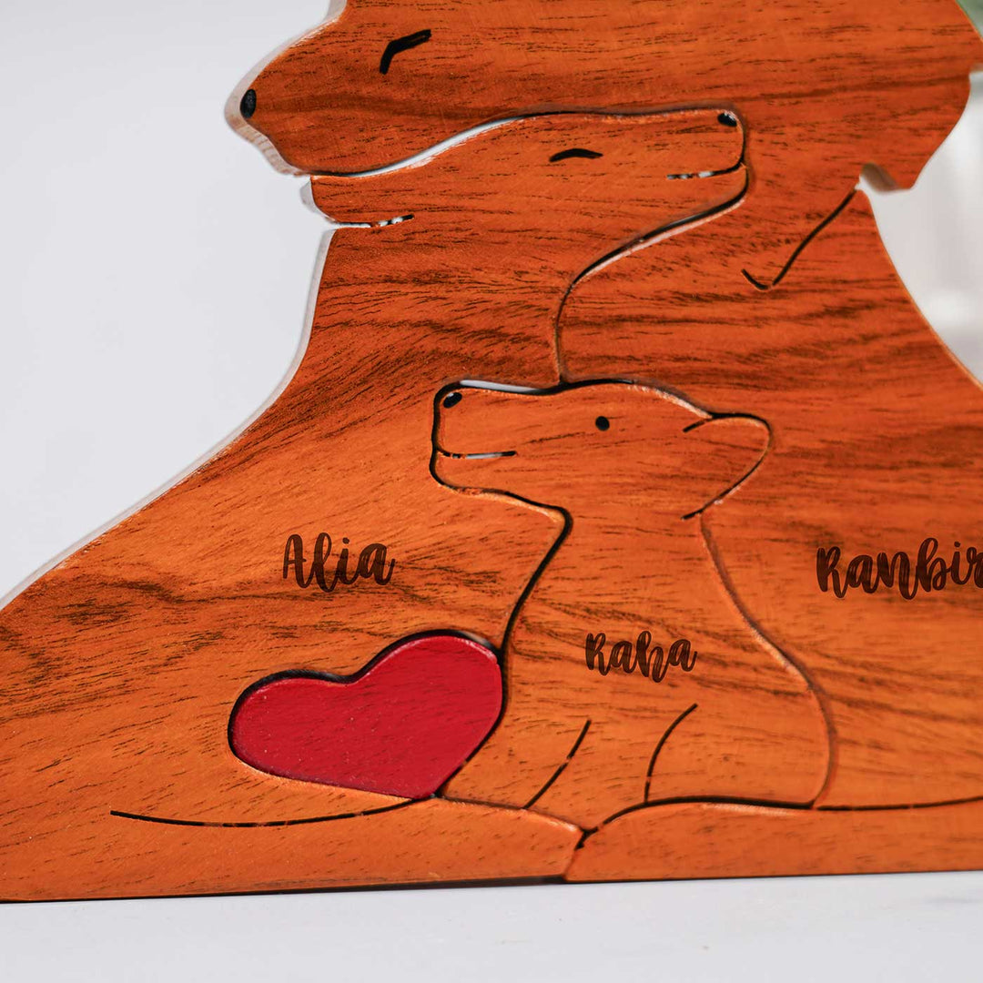 Personalized Lion Family Neem Wood Figurine Keepsake