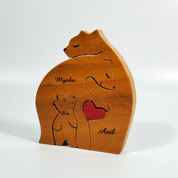 Personalized Bear Family Neem Wood Figurine Keepsake