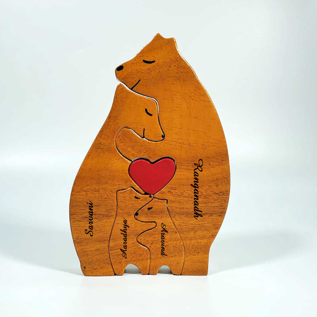 Personalized Bear Family Neem Wood Figurine Keepsake