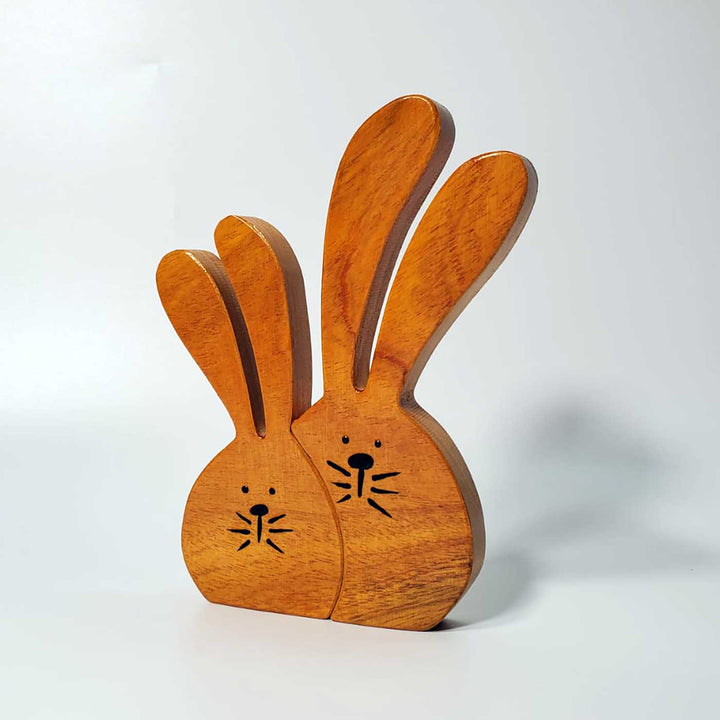 Personalized Bunny Couple Neem Wood Figurine Keepsake