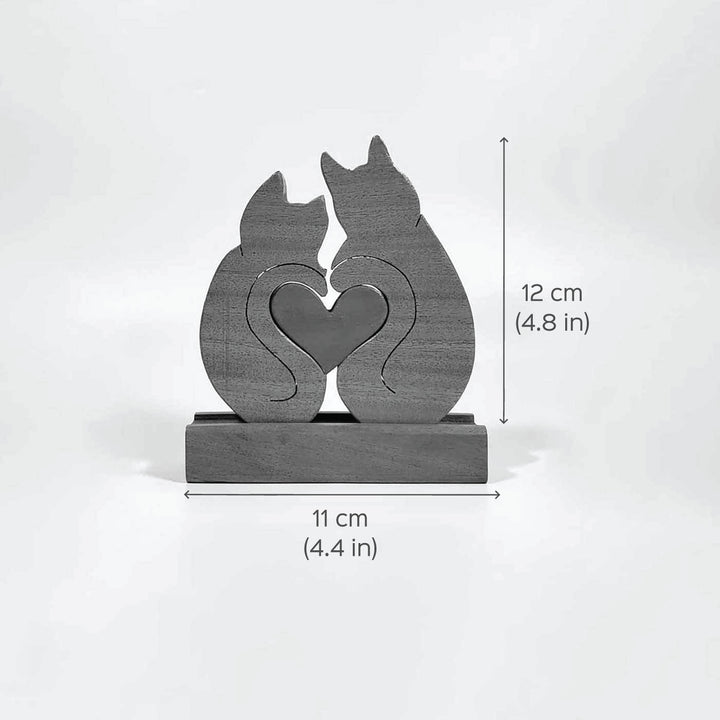 Personalized Cat Couple Neem Wood Figurine Keepsake