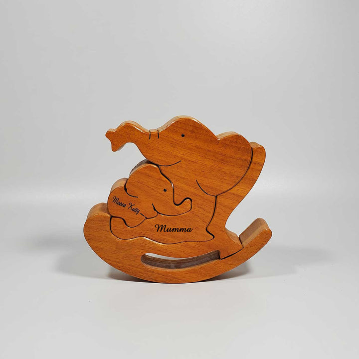 Personalized Mumma Elephant Neem Wood Figurine Keepsake