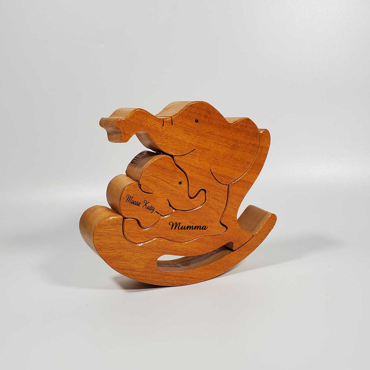 Personalized Mumma Elephant Neem Wood Figurine Keepsake