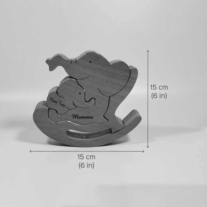 Personalized Mumma Elephant Neem Wood Figurine Keepsake