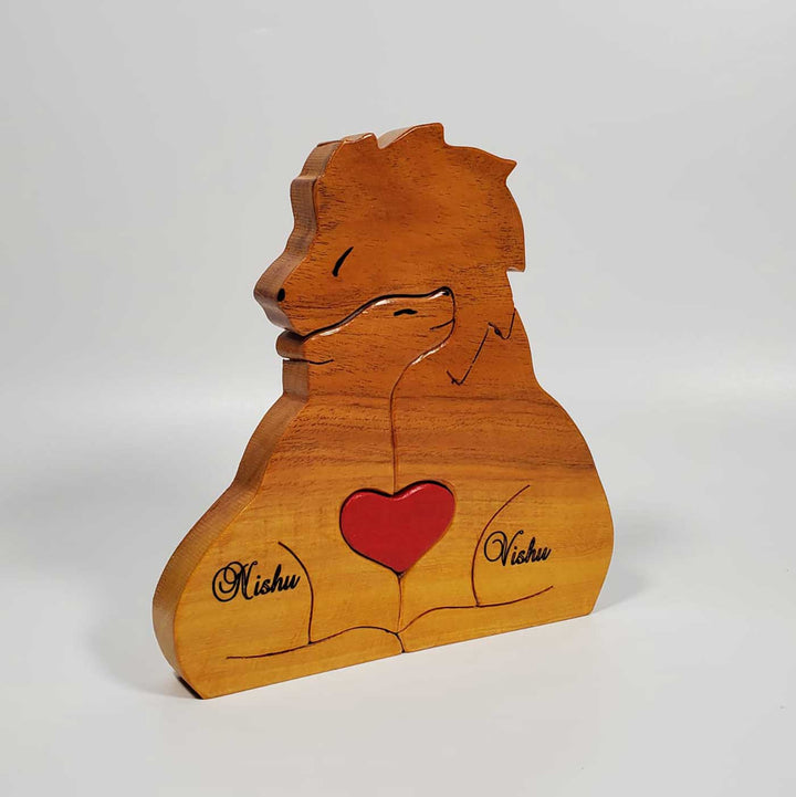 Personalized Lion Couple Neem Wood Figurine Keepsake