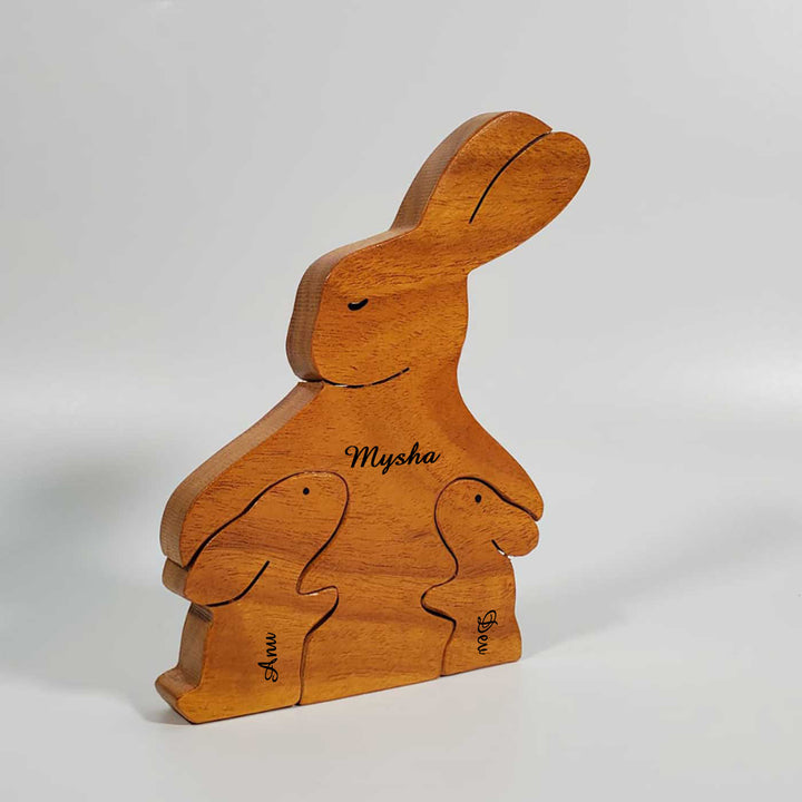 Personalized Mumma Bunny Family Neem Wood Figurine Keepsake