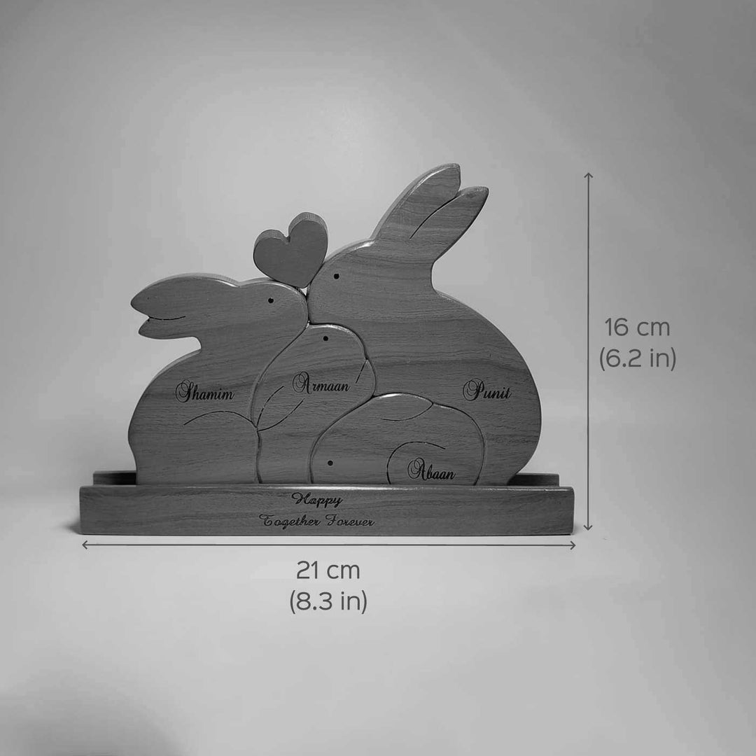 Personalized Rabbit Family Neem Wood Figurine Keepsake