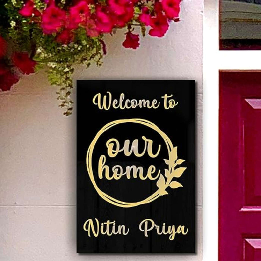 Personalized Black & Gold Vertical Acrylic Name Plate
