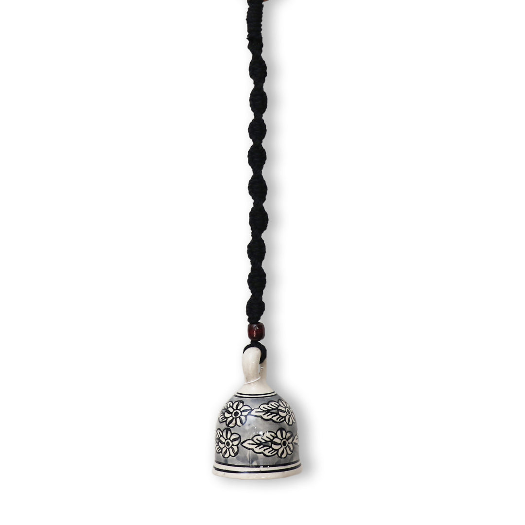 Hand Painted Ceramic Bells with Macrame Rope