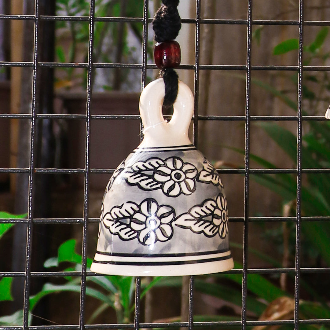 Hand Painted Ceramic Bells with Macrame Rope