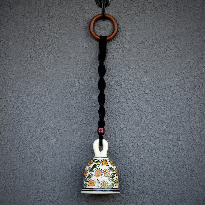 Hand Painted Ceramic Bells with Macrame Rope