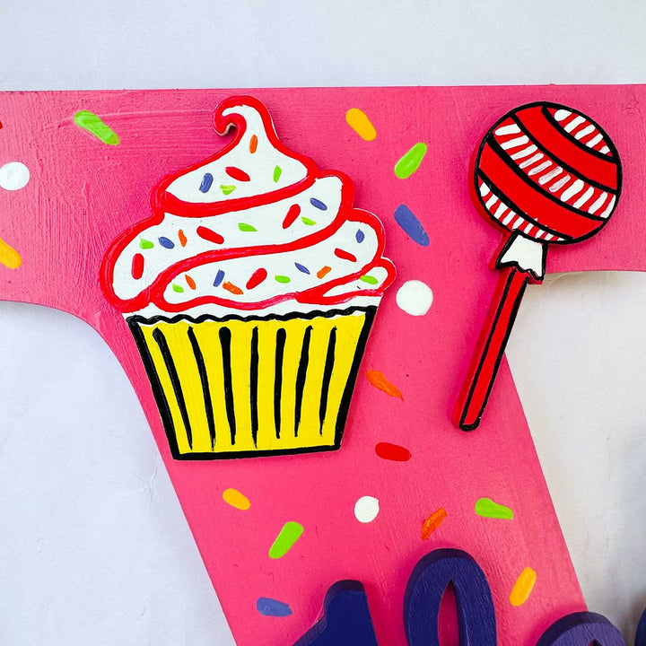 Personalized Hand-painted Candy & Icecream Theme MDF Wood Monogram With 3D Letters