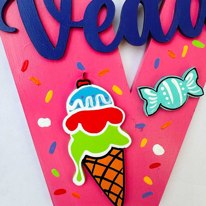 Personalized Hand-painted Candy & Icecream Theme MDF Wood Monogram With 3D Letters