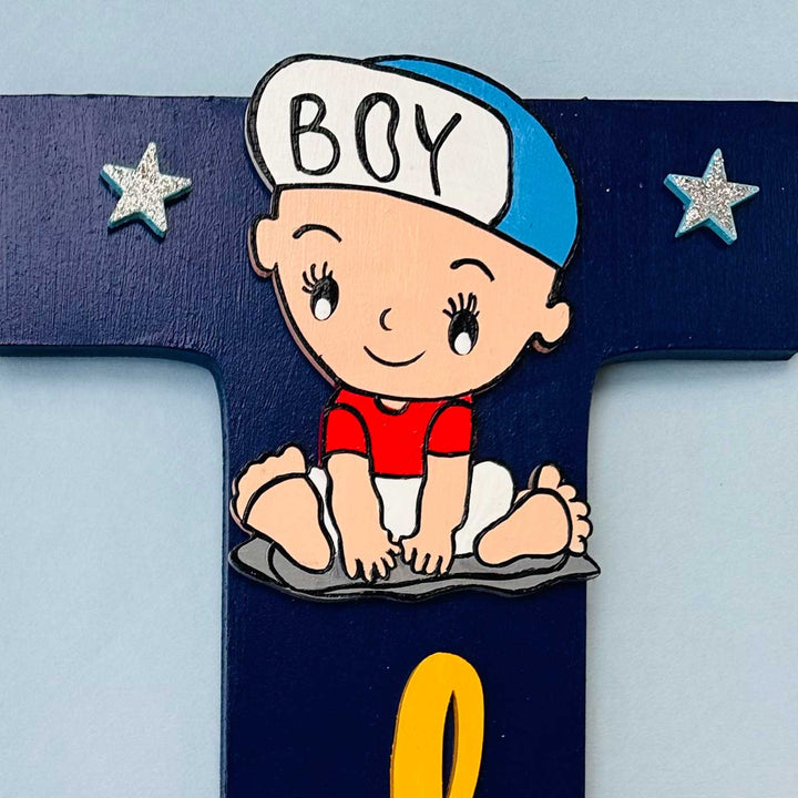 Personalized Hand-painted Baby Boy Sports Cars MDF Wood Monogram With 3D Letters