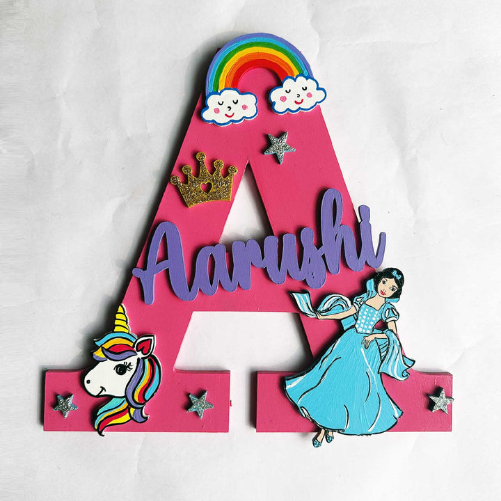 Personalized Hand-painted Disney Princess Magic MDF Wood Monogram With 3D Letters