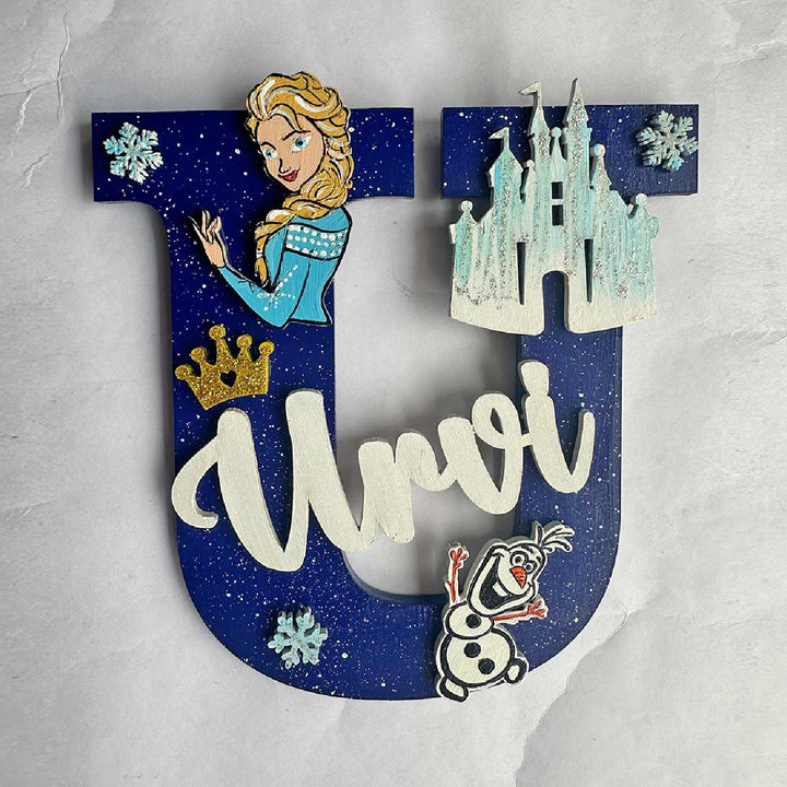 Personalized Hand-painted Elsa Theme Adventure MDF Wood Monogram With 3D Letters