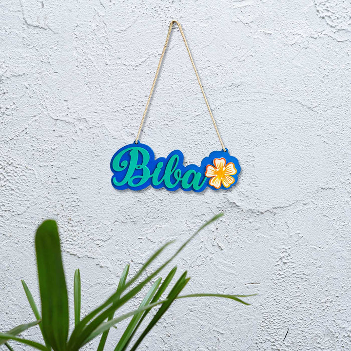 Personalized Hand-Painted Floral Theme Mdf Wood Kids Name Plate
