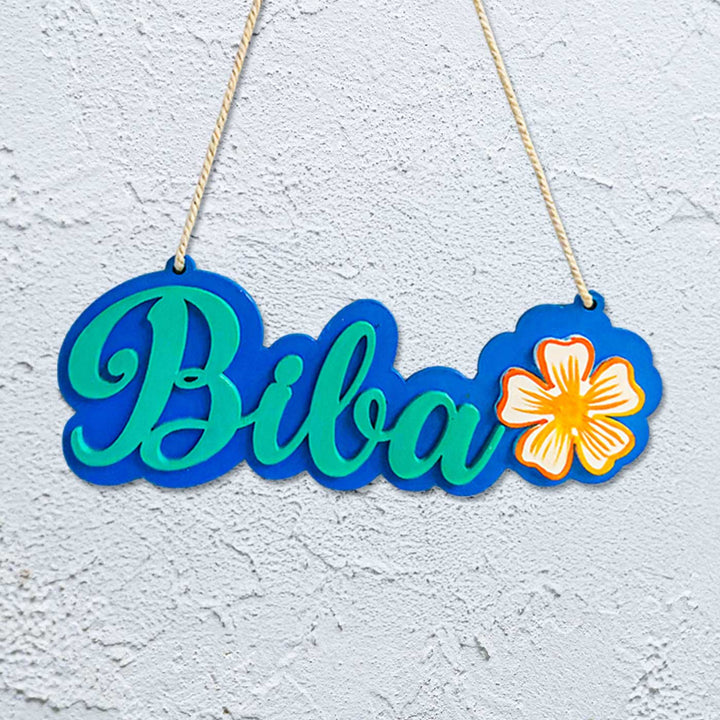 Personalized Hand-Painted Floral Theme Mdf Wood Kids Name Plate