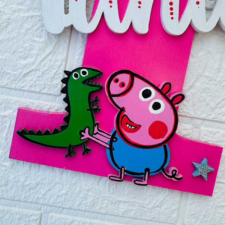 Personalized Hand-painted Peppa Pig Fun MDF Wood Monogram With 3D Letters