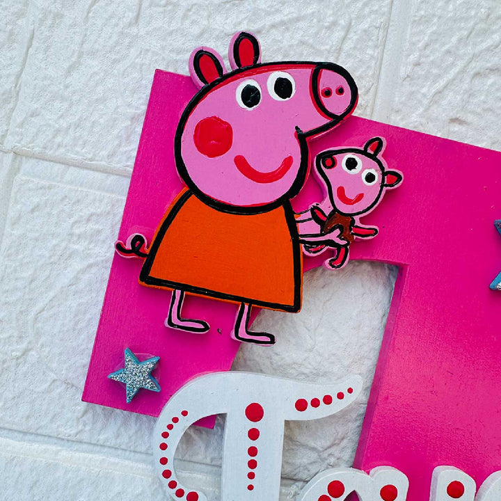Personalized Hand-painted Peppa Pig Fun MDF Wood Monogram With 3D Letters