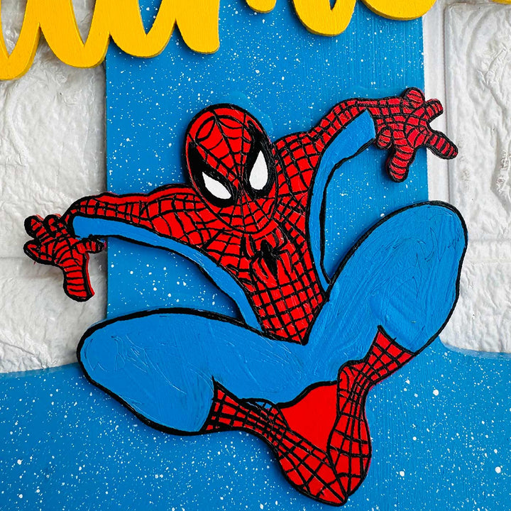 Personalized Hand-painted Spiderman Adventure MDF Wood Monogram With 3D Letters