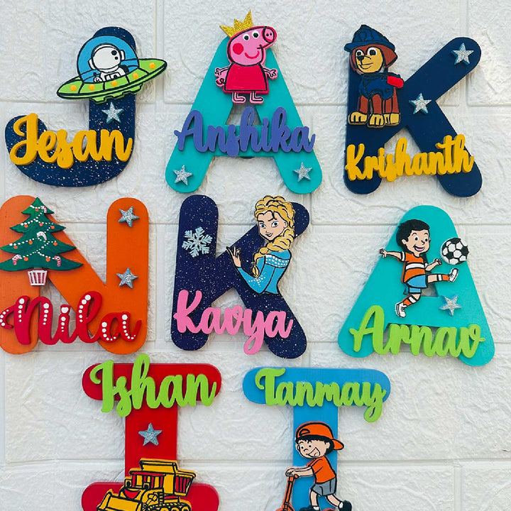 4 inch | Personalized Hand-painted Mongram MDF Return Gift Fridge Magnet For Kids