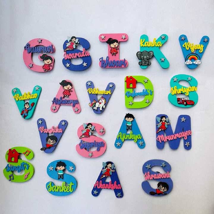 4 inch | Personalized Hand-painted Mongram MDF Return Gift Fridge Magnet For Kids