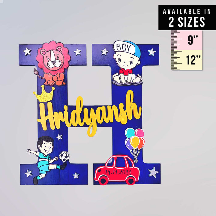 Personalized Hand-painted Baby Boy Sports Cars MDF Wood Monogram With 3D Letters