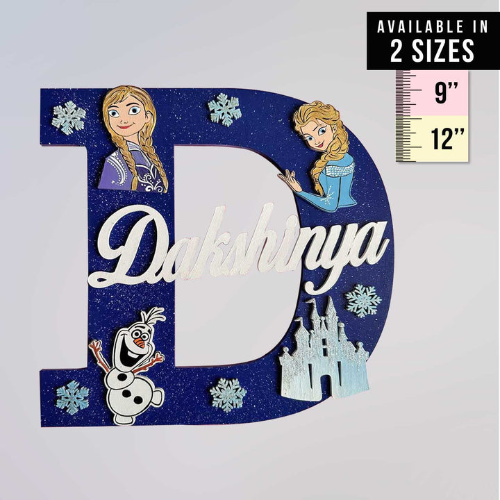 Handcrafted Personalized Kids Frozen Themed Monogram MDF Nameplate