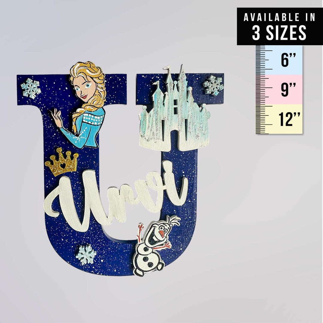 Personalized Hand-painted Elsa Theme Adventure MDF Wood Monogram With 3D Letters