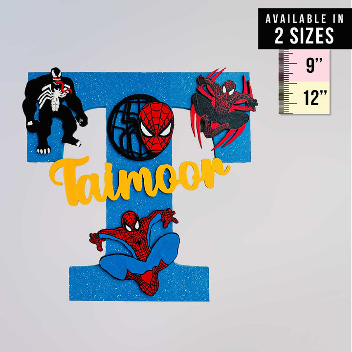 Personalized Hand-painted Spiderman Adventure MDF Wood Monogram With 3D Letters