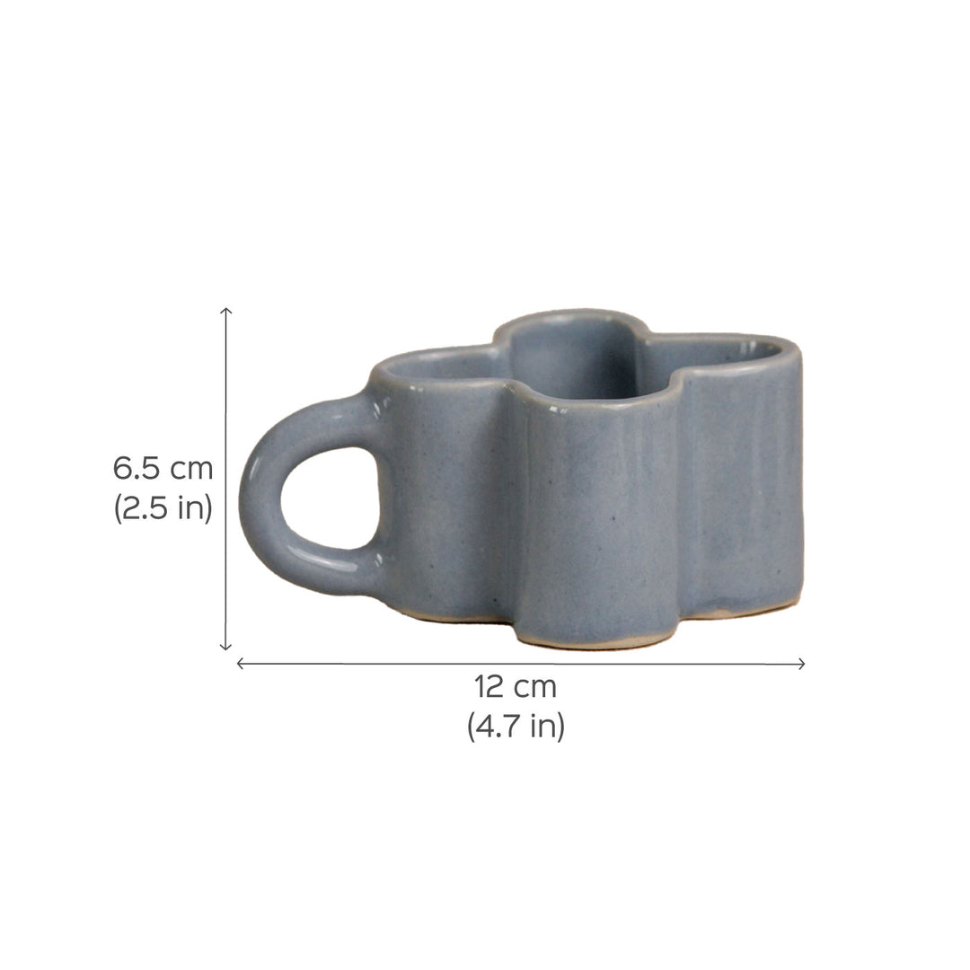Handpainted Flower-Shaped Ceramic Cappuccino Mug