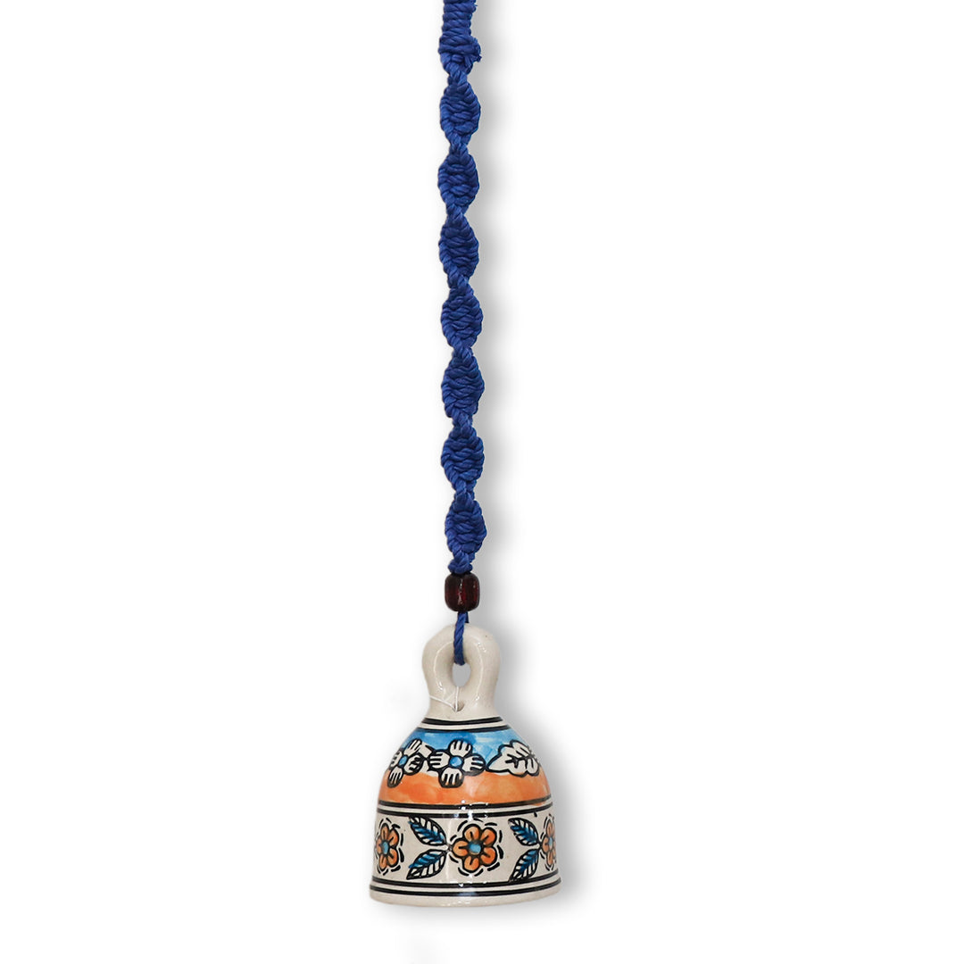 Hand Painted Ceramic Bells with Macrame Rope