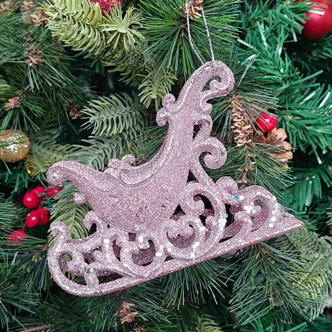 Handmade Blush Spark Sleigh Plush Ornament