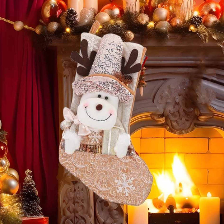 Personalized Handmade Blush And Gold Wonderland Reindeer Stocking