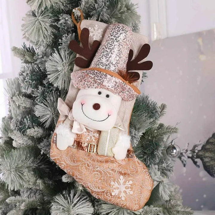 Personalized Handmade Blush And Gold Wonderland Reindeer Stocking