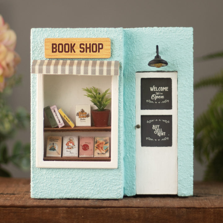 Handmade Personalized Book Shop Themed Blue Concrete Planter With Drainage Hole For Home Decor