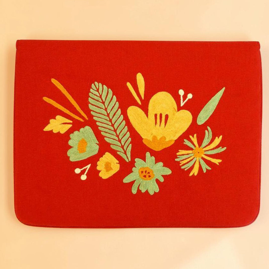 Corsage Aari Embroidered Red Laptop Sleeve