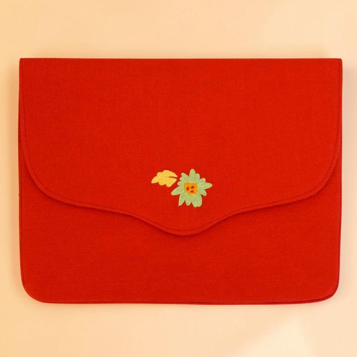 Corsage Aari Embroidered Red Laptop Sleeve