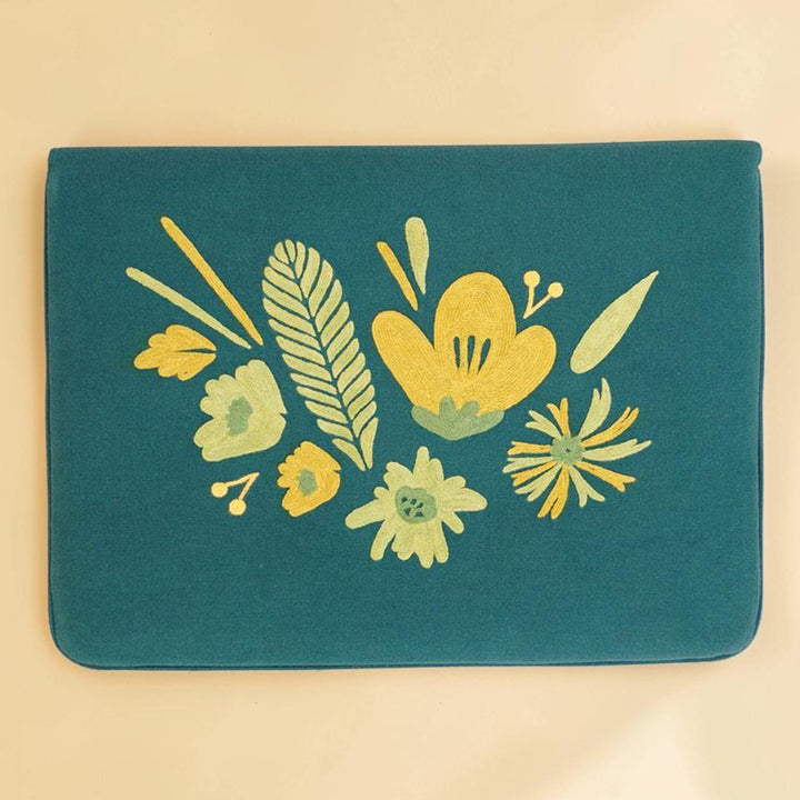 Corsage Aari Embroidered Green Laptop Sleeve