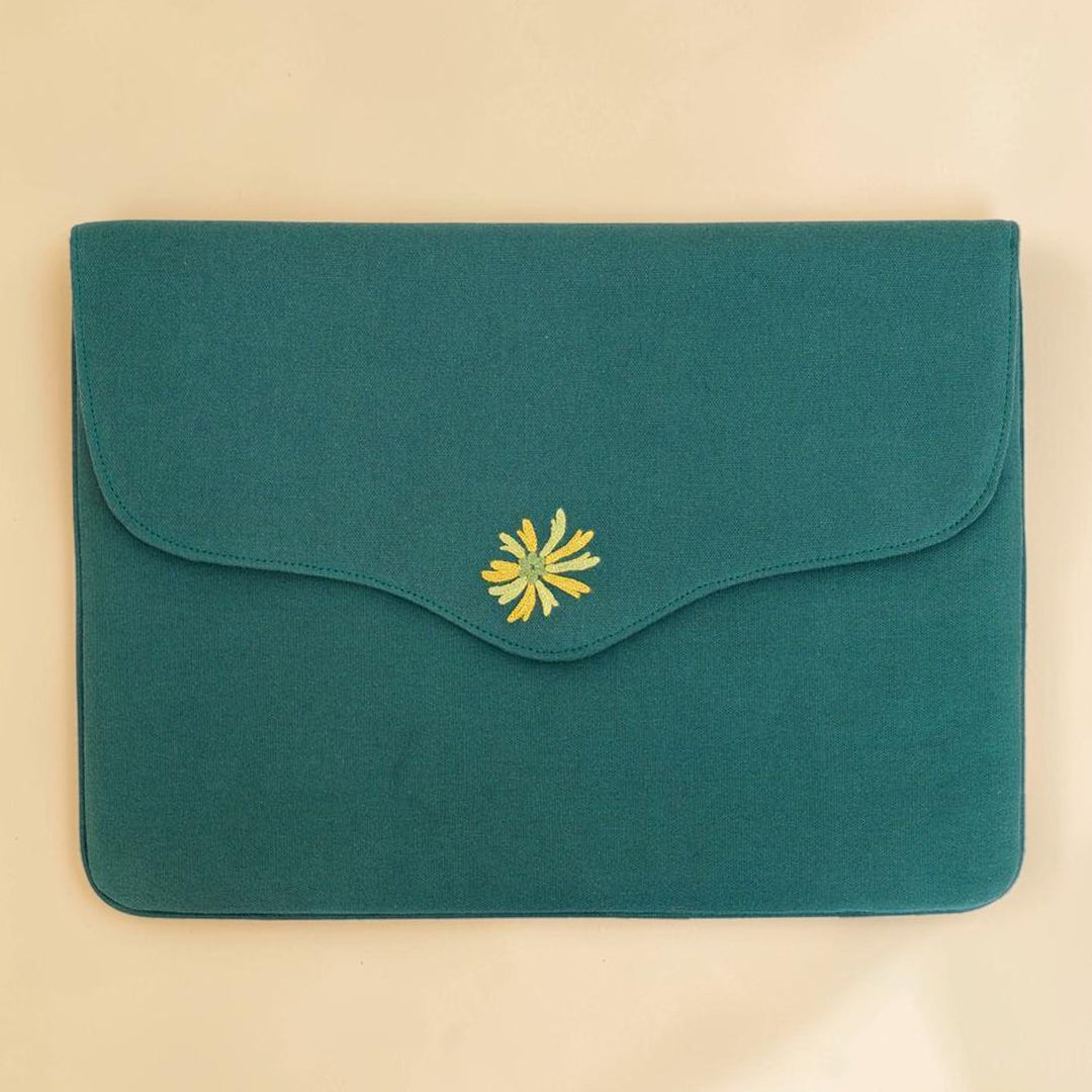 Corsage Aari Embroidered Green Laptop Sleeve