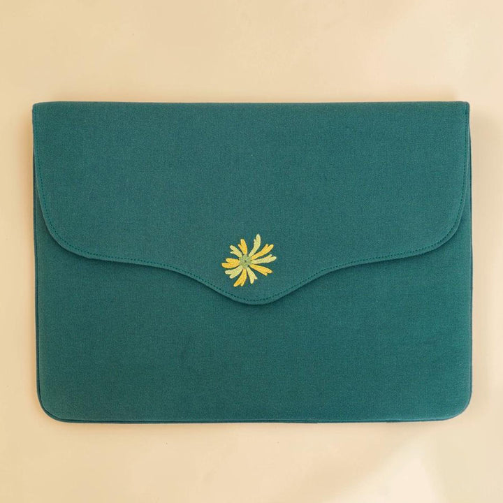 Corsage Aari Embroidered Green Laptop Sleeve