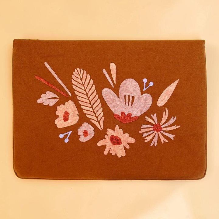 Corsage Aari Embroidered Brown Laptop Sleeve