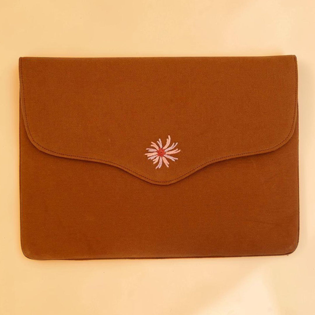 Corsage Aari Embroidered Brown Laptop Sleeve