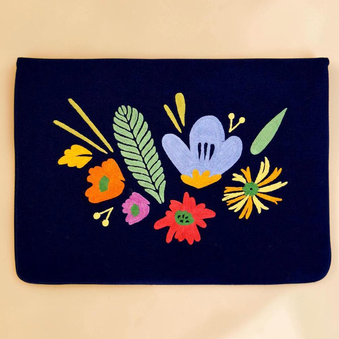 Corsage Aari Embroidered Navy Blue Laptop Sleeve